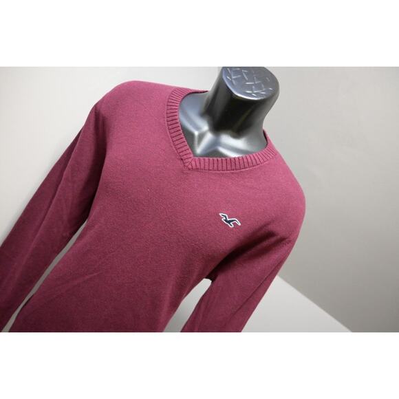 Hollister V Neck Sweater Burgundy Casual Prep Pull Over Mens Sz XL - Picture 4 of 8